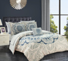 Chic Home Design Amina 6 Piece Reversible Comforter Set Large Scale Boho Inspired Medallion Paisley  In Blue