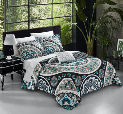Chic Home Design Andalusia 4 Piece Reversible Quilt Cover Set Microfiber Large Scale Paisley Print W In Black