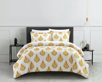 Chic Home Design Amelia 2 Piece Duvet Cover Set Floral Medallion Print Design Bedding With Zipper Cl In Yellow