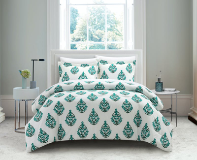 Chic Home Design Amelia 2 Piece Duvet Cover Set Floral Medallion Print Design Bedding With Zipper Cl In Green