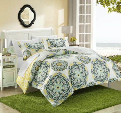 Chic Home Design Ibiza 3 Piece Duvet Cover Set Super Soft Reversible Microfiber Large Printed Medall In Yellow