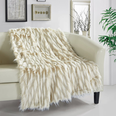Chic Home Design Ariella Throw Blanket New Faux Fur Collection Cozy Super Soft Ultra Plush Micromink In Brown