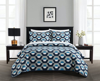 Chic Home Design Arthur 7 Piece Quilt Set Contemporary Geometric Hexagon Pattern Print Design Bed In In Blue