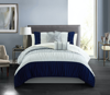 Chic Home Design Fay 9 Piece Comforter Set Ruched Color Block Design Bed In A Bag In Blue