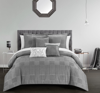 Chic Home Design Jodie 10 Piece Comforter Set Chenille Geometric Pattern Design Bed In A Bag In Grey
