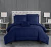 Chic Home Design Jorin 8 Piece Comforter Set Pieced Solid Color Stitched Design Complete Bed In A Ba In Blue