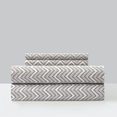 Chic Home Design Alanah 3 Piece Sheet Set Super Soft Contemporary Striped Chevron Pattern Design In Brown