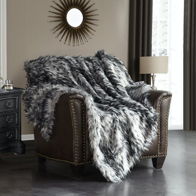 Chic Home Design Alden Throw Blanket New Faux Fur Collection Cozy Super Soft Ultra Plush Micromink B In Gray