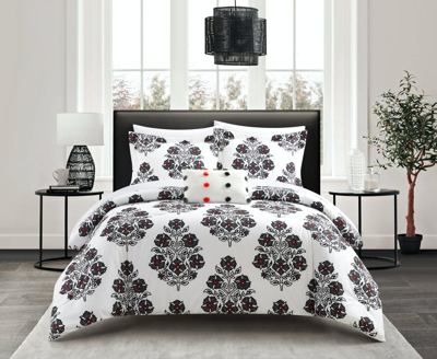 Chic Home Design Riley 6 Piece Comforter Set Large Scale Floral Medallion Print Design Bed In A Bag  In Gray