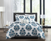 Chic Home Design Riley 6 Piece Comforter Set Large Scale Floral Medallion Print Design Bed In A Bag  In Blue