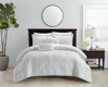Chic Home Design Janea 5 Piece Comforter Set Clip Jacquard Geometric Quatrefoil Pattern Design Beddi In White