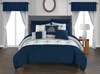 Chic Home Design Herta 20 Piece Comforter Set Color Block Floral Embroidered Bed In A Bag Bedding In Blue