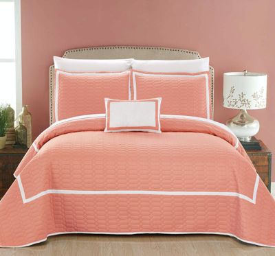 Chic Home Design Cummington 8 Piece Quilt Cover Set Hotel Collection Two Tone Banded Geometric Quilt In Orange