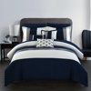 Chic Home Design Hester 10 Piece Comforter Set Color Block Ruffled Bed In A Bag Bedding In Blue
