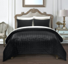 Chic Home Design Cynna 7 Piece Comforter Set Luxurious Hand Stitched Velvet Bed In A Bag Bedding In Black