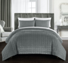 Chic Home Design Cynna 7 Piece Comforter Set Luxurious Hand Stitched Velvet Bed In A Bag Bedding In Grey
