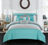 Chic Home Design Hester 8 Piece Comforter Set Color Block Ruffled Bed In A Bag Bedding In Blue