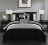 Chic Home Design Hester 8 Piece Comforter Set Color Block Ruffled Bed In A Bag Bedding In Black