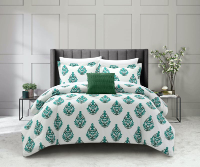 Chic Home Design Clarissa 3 Piece Comforter Set Floral Medallion Print Design Bedding In Green
