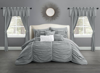 Chic Home Design Hallstatt 20 Piece Comforter Set Ruffled Ruched Designer Bed In A Bag Bedding In Grey