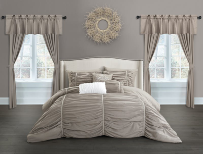 Chic Home Design Hallstatt 20 Piece Comforter Set Ruffled Ruched Designer Bed In A Bag Bedding In Gray