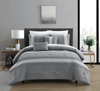 Chic Home Design Brice 4 Piece Comforter Set Pleated Embroidered Design Bedding In Gray