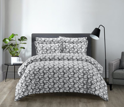 Chic Home Design Chrisley 5 Piece Duvet Cover Set Contemporary Watercolor Overlapping Rings Pattern  In Gray