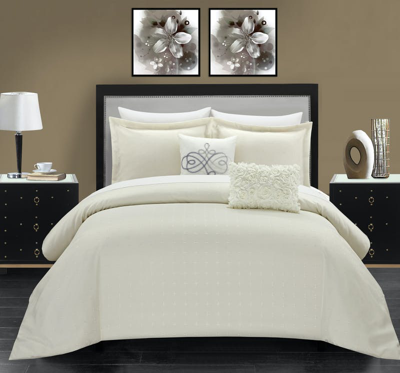 Chic Home Design Emery 4 Piece Comforter Set Casual Country Chic Pleated Bedding In White