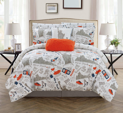 Chic Home Design Liberty 9 Piece Reversible Comforter Set New York Inspired Printed Design Bed In A  In Multi