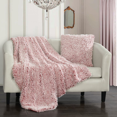 Chic Home Design Chesney Throw Blanket 2 Piece Set Cozy Super Soft Ultra Plush Shaggy Lion Faux Fur  In Pink