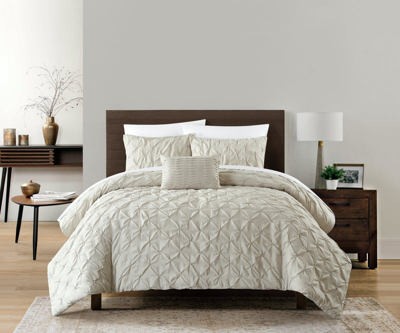 Chic Home Design Bradley 4 Piece Comforter Set Diamond Pinch Pleat Pattern Design Bedding In Brown