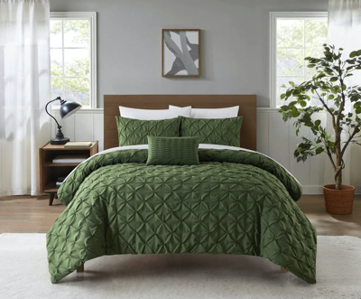 Chic Home Design Bradley 4 Piece Comforter Set Diamond Pinch Pleat Pattern Design Bedding In Green