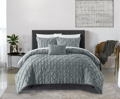 Chic Home Design Bradley 8 Piece Comforter Set Diamond Pinch Pleat Pattern Design Bed In A Bag Beddi In Grey