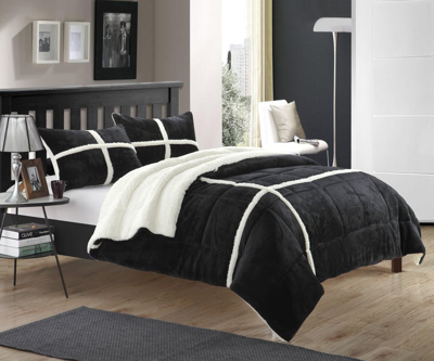 Chic Home Design Chiron 7 Piece Comforter Set Ultra Plush Micro Mink Sherpa Lined Bed In A Bag – She In Black
