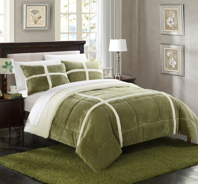 Chic Home Design Chiron 7 Piece Comforter Set Ultra Plush Micro Mink Sherpa Lined Bed In A Bag – She In Green