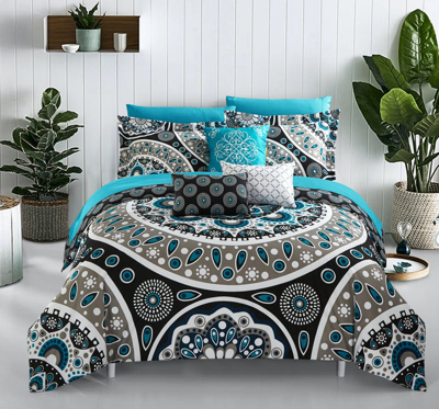 Chic Home Design Gaston 10 Piece Reversible Comforter Bed In A Bag Large Scale Paisley Print Contemp In Black