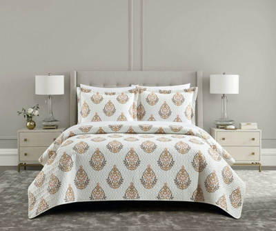 Chic Home Design Breana 5 Piece Quilt Set Floral Medallion Print Design Bed In A Bag Bedding In Brown