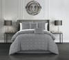 Chic Home Design Ahtisa 9 Piece Comforter Set Jacquard Floral Applique Design Bed In A Bag In Grey