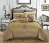 Chic Home Design Adana 13 Piece Jacquard Comforter Set Large Scale Medallion Faux Silk Bed In A Bag  In Gold