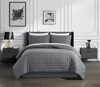 Chic Home Design Chyle 3 Piece Quilt Set Tufted Cross Stitched Design Bedding In Grey