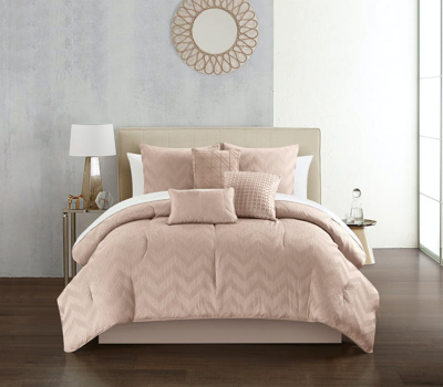 Chic Home Design Holly 10 Piece Comforter Set Plush Ribbed Chevron Design Bed In A Bag In Pink