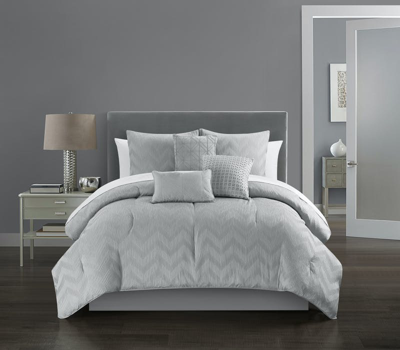 Chic Home Design Holly 6 Piece Comforter Set Plush Ribbed Chevron Design Bedding In Gray
