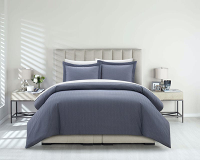 Chic Home Design Laurel 7 Piece Duvet Cover Set Graphic Herringbone Pattern Print Design Bed In A Ba In Blue