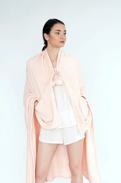 Chic Home Design Denali Wrap Snuggle Robe Cozy Super Soft Ultra Plush Faux Fur Fleece Wearable Blank In Pink
