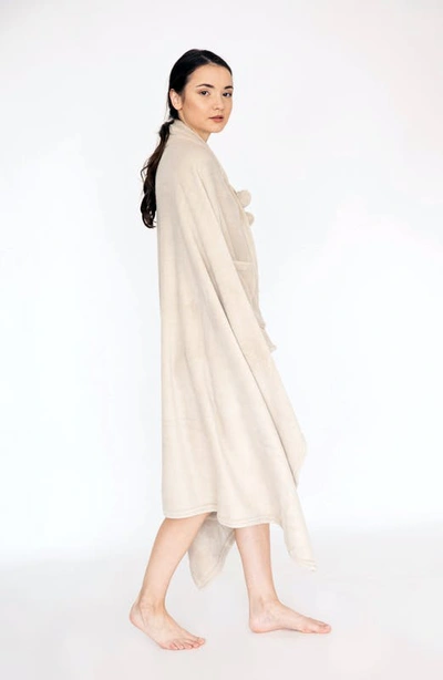 Chic Home Design Denali Wrap Snuggle Robe Cozy Super Soft Ultra Plush Faux Fur Fleece Wearable Blank In White