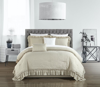 Chic Home Design Kensley 5 Piece Comforter Set Washed Crinkle Ruffled Flange Border Design Bedding In White