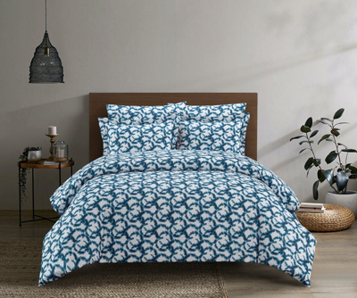 Chic Home Design Chrisley 7 Piece Duvet Cover Set Contemporary Watercolor Overlapping Rings Pattern  In Blue