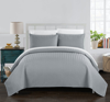 Chic Home Design Lapp 3 Piece Quilt Cover Set Geometric Chevron Quilted Bedding In Grey