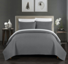 Chic Home Design Lapp 3 Piece Quilt Cover Set Geometric Chevron Quilted Bedding In Gray