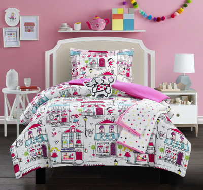 Chic Home Design Lego 4 Piece Comforter Set Quaint Town Theme Youth Design Bedding In Pink